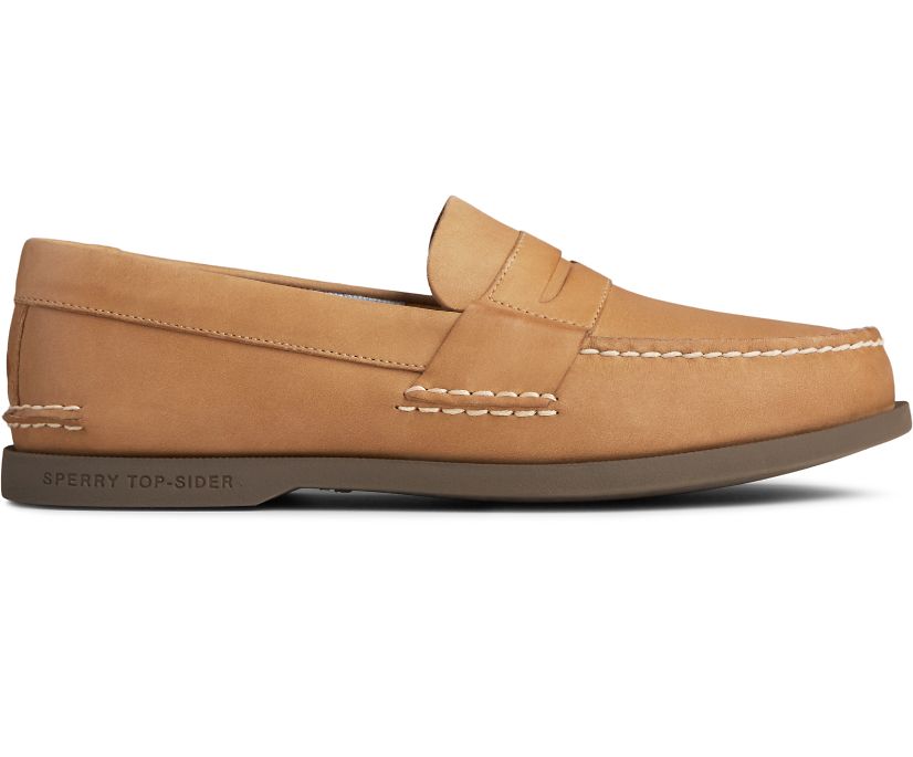 Sperry Authentic Original Plushwave Penny Loafers - Men's Loafers - Brown [SI6804239] Sperry Top Sid